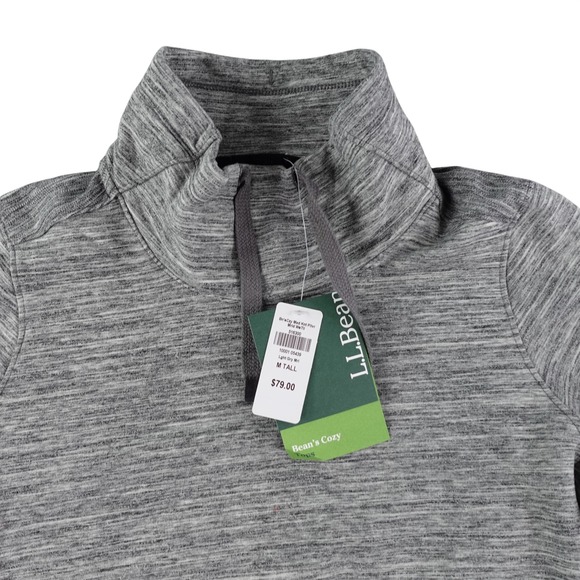 LL Bean Tops - L.L.Bean Pullover Womens M Tall Gray Marled Mixed Knit Funnel Neck NWT Cozy Tops
